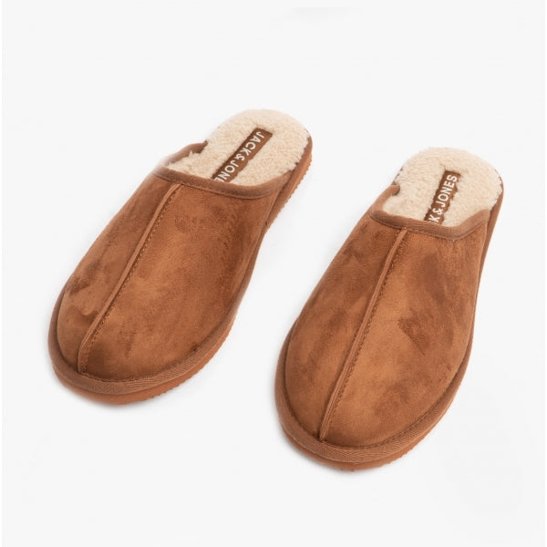 Jack & Jones DUDELY Mens Microfiber Mule Slippers Almond