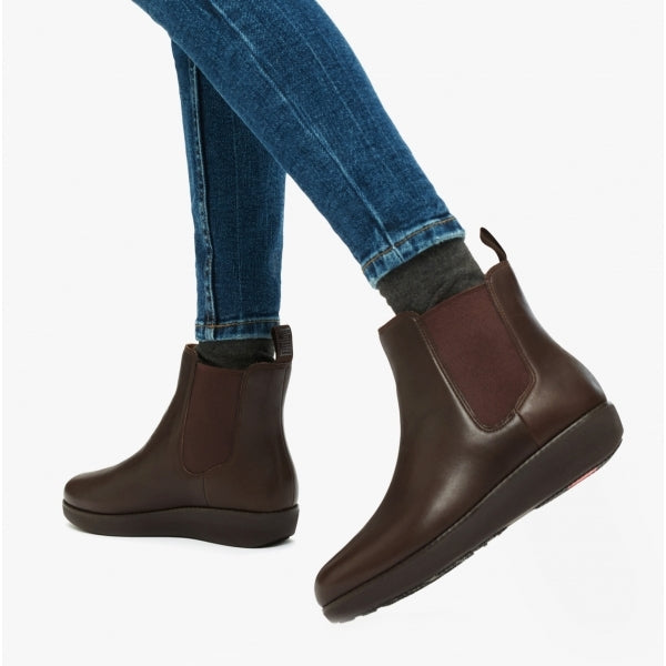 FitFlop SUMI Womens Leather Chelsea Boots Chocolate Brown
