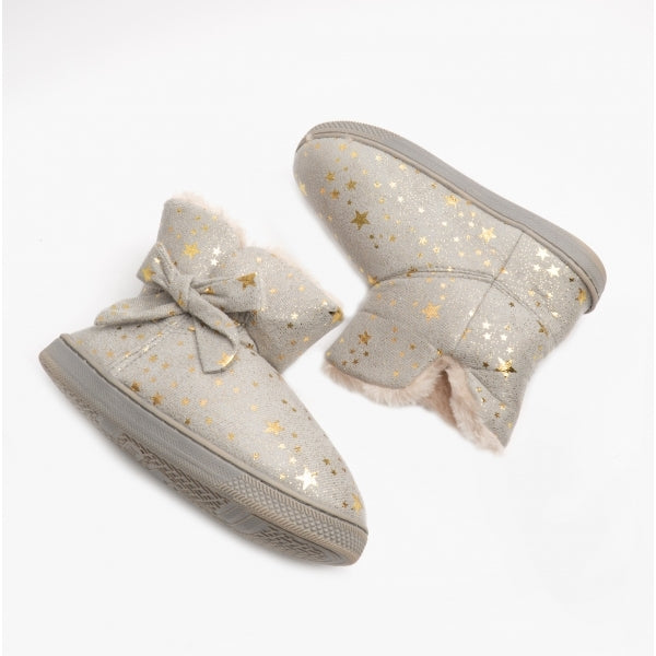 Jo & Joe TINKERBELL Girls Boot Slippers Light Grey