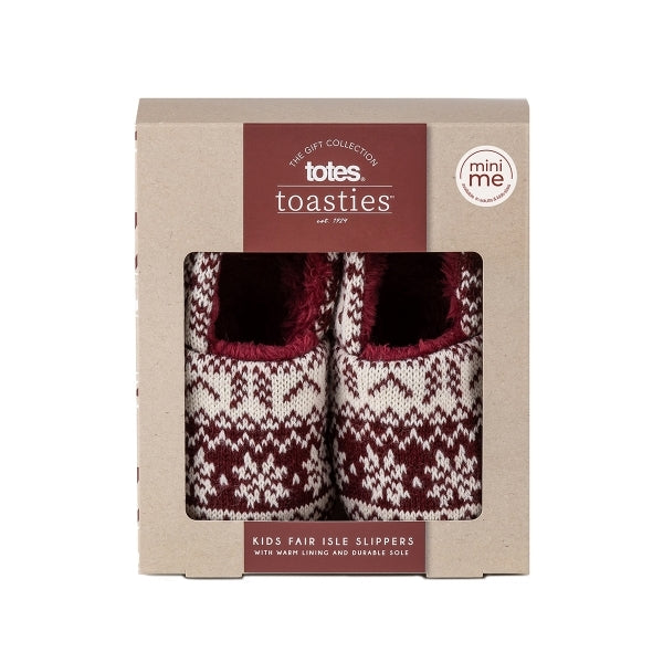 Totes Toasties FAIR ISLE Girls Mule Slippers Multi