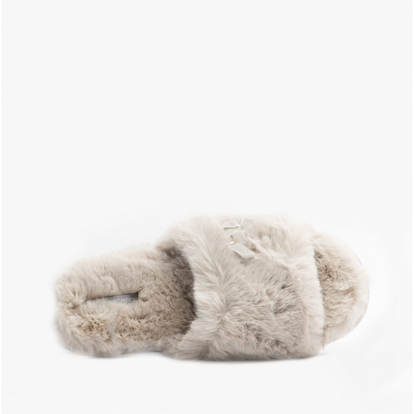 Bedroom Athletics RUBY Womens Faux Fur Slide Slippers Trace Grey