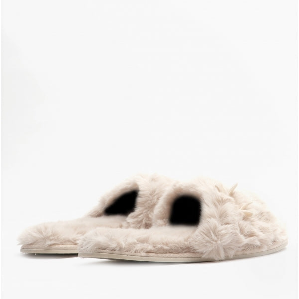 Bedroom Athletics RUBY Womens Faux Fur Slide Slippers Cream