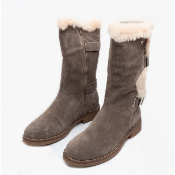 Hush Puppies MEGAN Womens Suede Mid-Calf Boots Grey