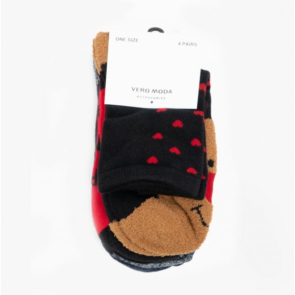 Vero Moda HOHO Womens Cotton Mix 4 Pack Christmas Socks Multi: ONE SIZE