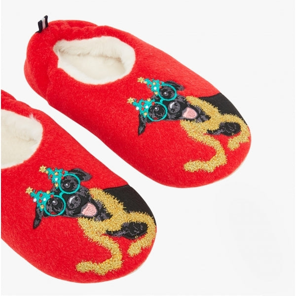 Joules SLIPPET Girls Textile Mule Slippers Christmas Dog