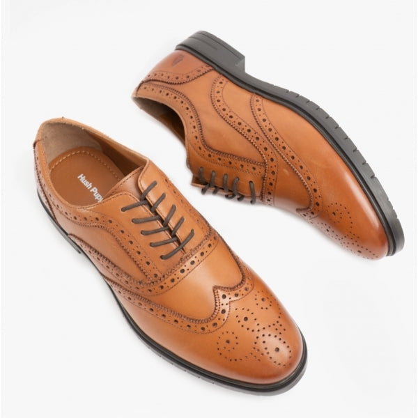 Hush Puppies SANTIAGO Mens Leather Oxford Brogue Shoes Brown