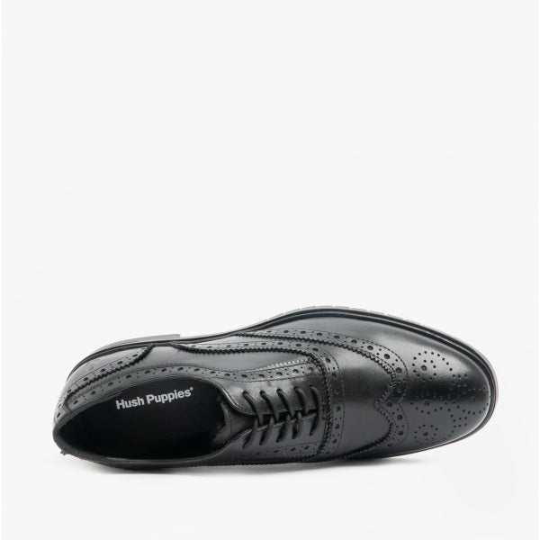 Hush Puppies SANTIAGO Mens Leather Oxford Brogue Shoes Black