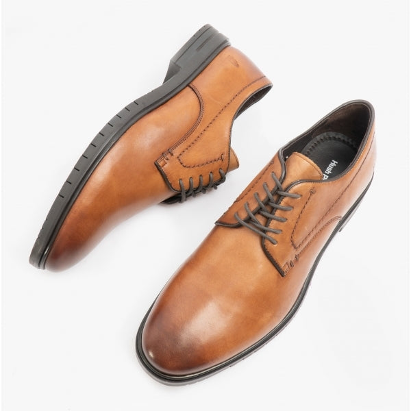 Hush Puppies STERLING Mens Leather Derby Shoes Tan
