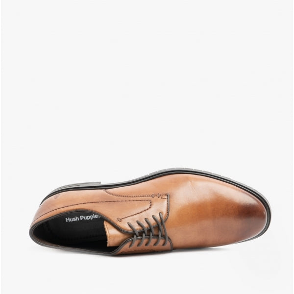 Hush Puppies STERLING Mens Leather Derby Shoes Tan
