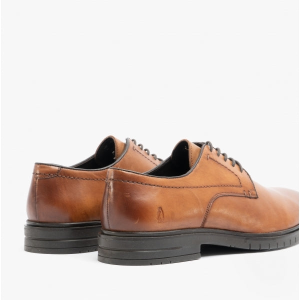 Hush Puppies STERLING Mens Leather Derby Shoes Tan