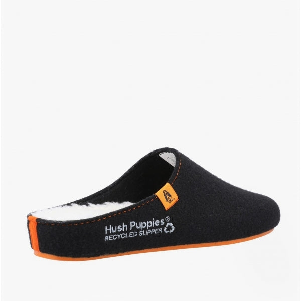 Hush Puppies GOOD Mens Fabric RPET Felt Mule Slippers Black