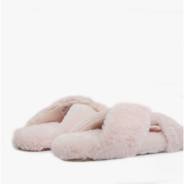 TOMS SUSIE Womens Faux Fur Mule Slippers Pink