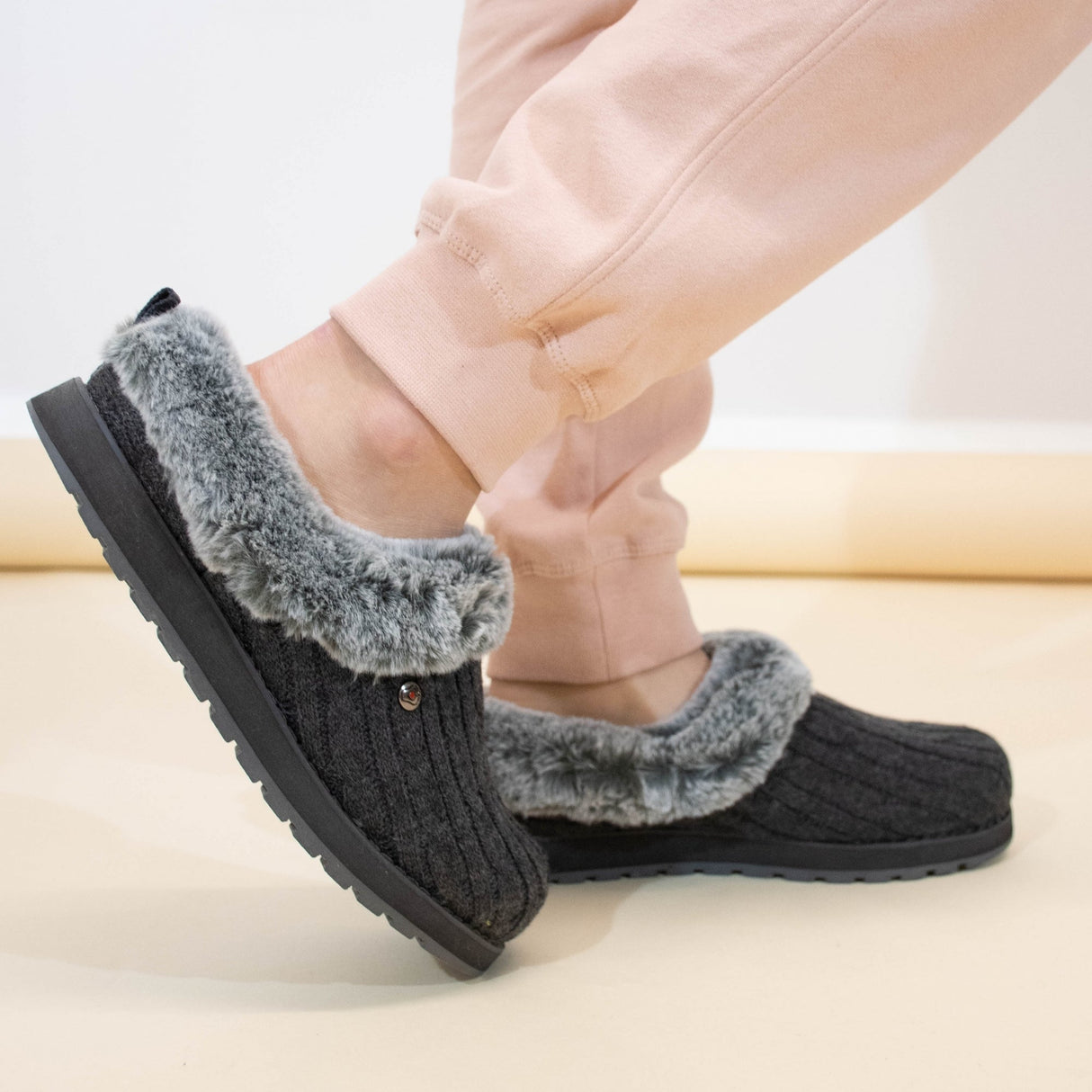 Skechers 31204/CCL KEEPSAKES ICE ANGEL Womens Mule Slippers Charcoal