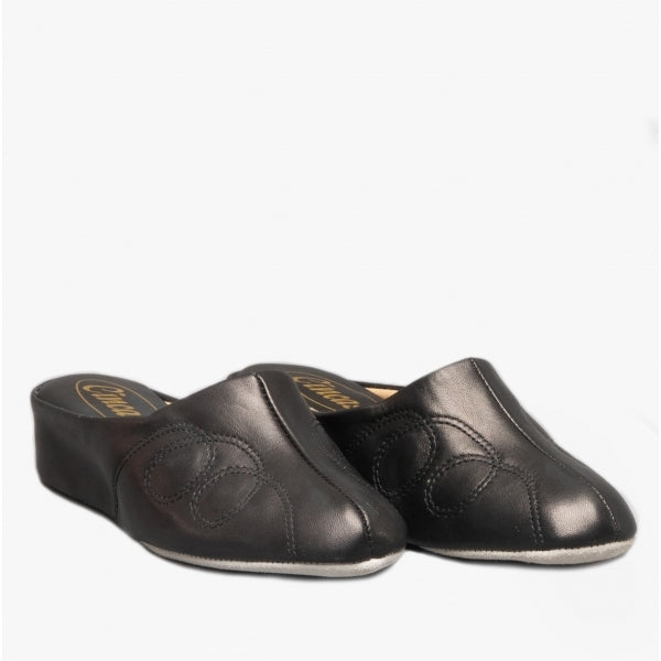 Cincasa Menorca MAHON Womens Leather Mule Slippers Black