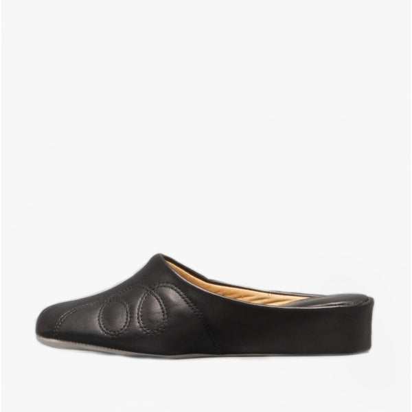 Cincasa Menorca MAHON Womens Leather Mule Slippers Black