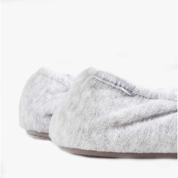 Totes Isotoner STRETCH TERRY BOW Womens Ballerina Slippers Grey