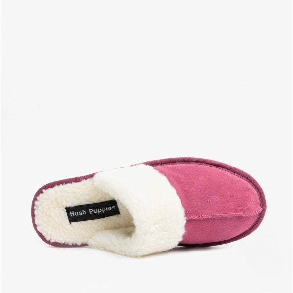 Hush Puppies ARIANNA Womens Suede Mule Slippers Pink