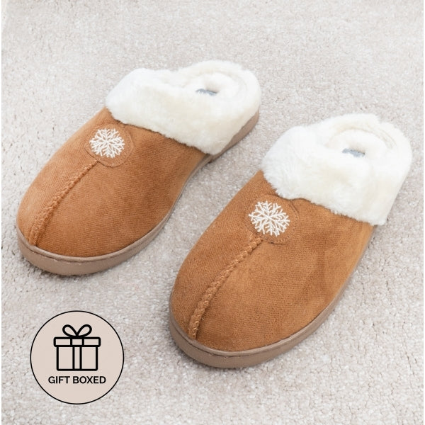 Jo & Joe SNUGGLE Womens Mule Slippers Cognac