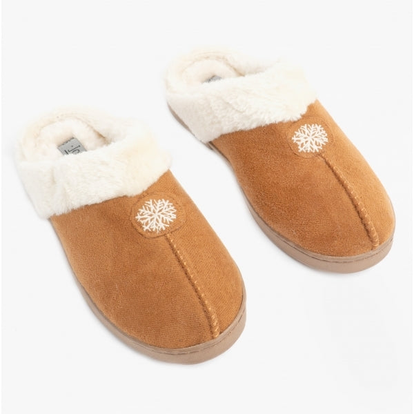Jo & Joe SNUGGLE Womens Mule Slippers Cognac