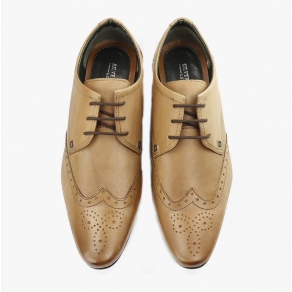 Silver Street London FLEET Mens Leather Pointed Brogues Tan