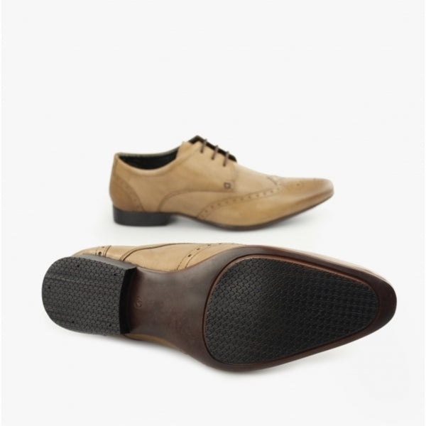 Silver Street London FLEET Mens Leather Pointed Brogues Tan