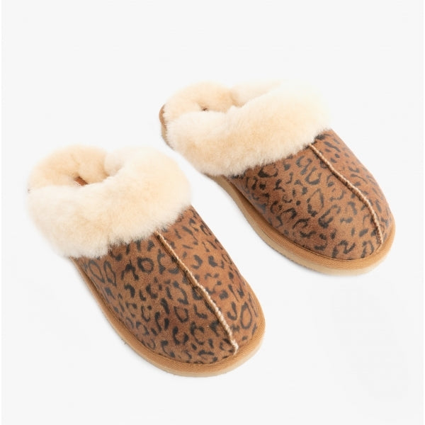 Shepherd JESSICA Womens Sheepskin Mules Chestnut/Leopard