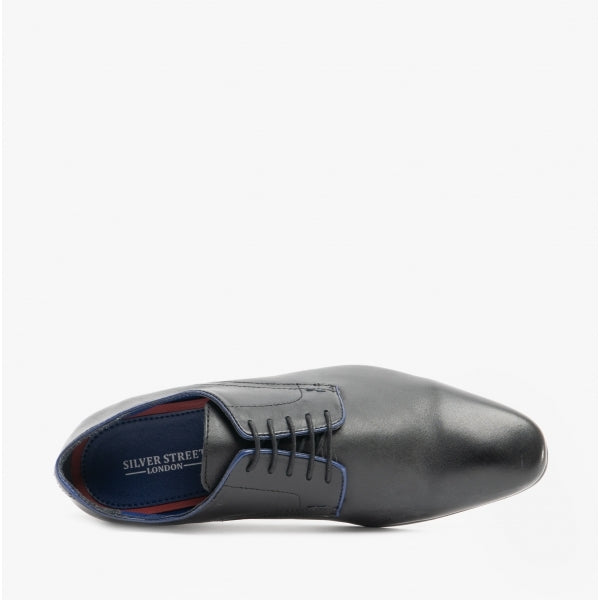 Silver Street London BAKER Mens Leather Plain Toe Pointed Shoes Black