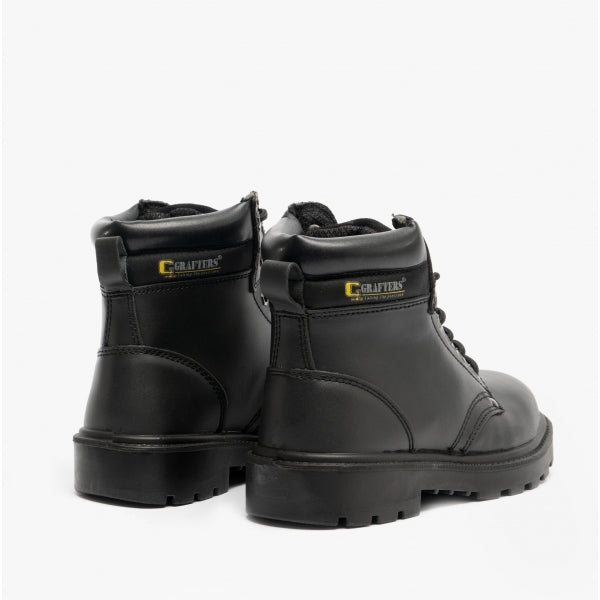 Grafters APPRENTICE Unisex Leather Safety Boots Black