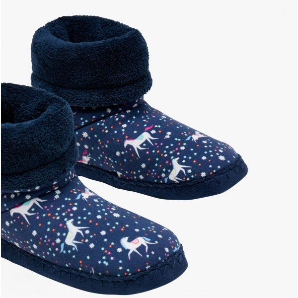 Joules JNR PADABOUT Girls Bootie Slippers Blue Horse