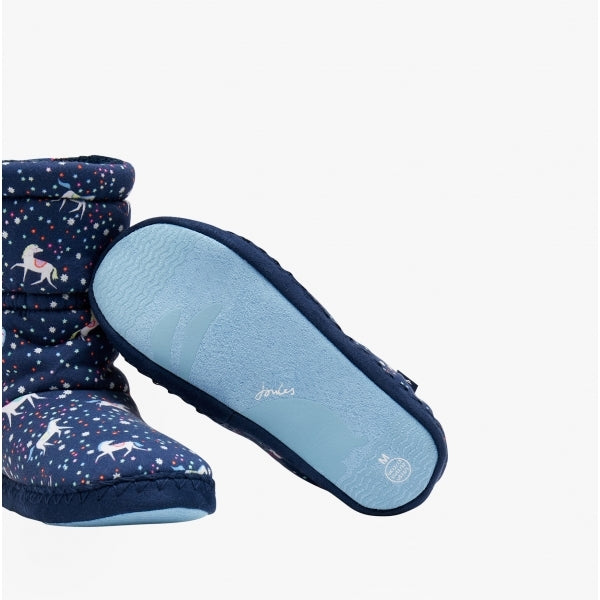 Joules JNR PADABOUT Girls Bootie Slippers Blue Horse