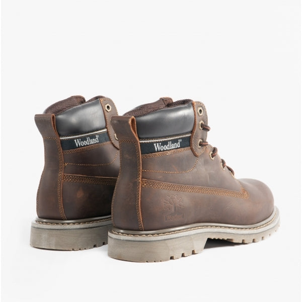 Woodland GLENN Mens Leather Lace-Up Goodyear Welted Boots Brown