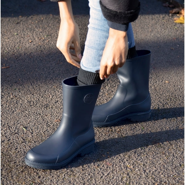 FitFlop WONDERWELLY SHORT Womens Rubber Wellington Boots Midnight Navy