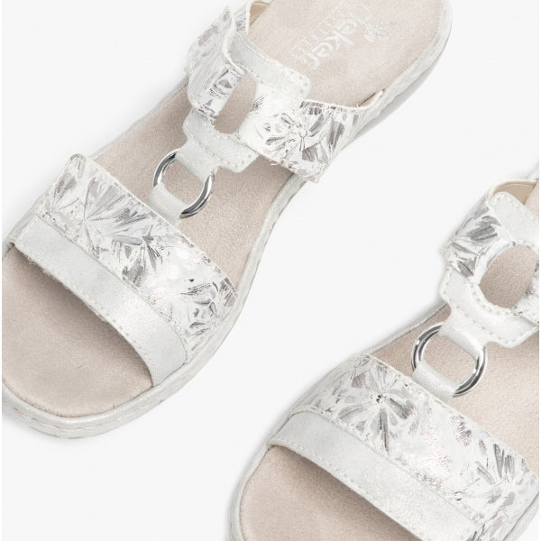 Rieker 659X6-80 Womens Sandals White Metallic