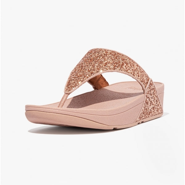 FitFlop LULU GLITTER Womens Toe Post Sandals Rose Gold