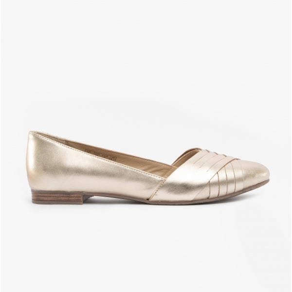 Hush Puppies MARLEY Womens Leather Ballerina Shoes Gold