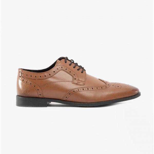 Hush Puppies ELLIOT Mens Leather Brogue Oxford Shoes Tan