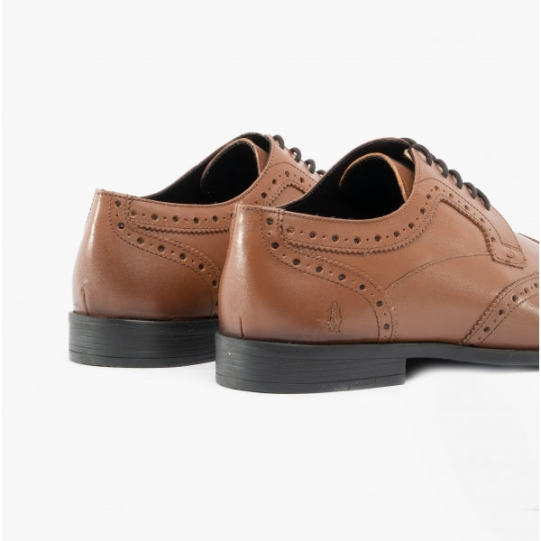 Hush Puppies ELLIOT Mens Leather Brogue Oxford Shoes Tan
