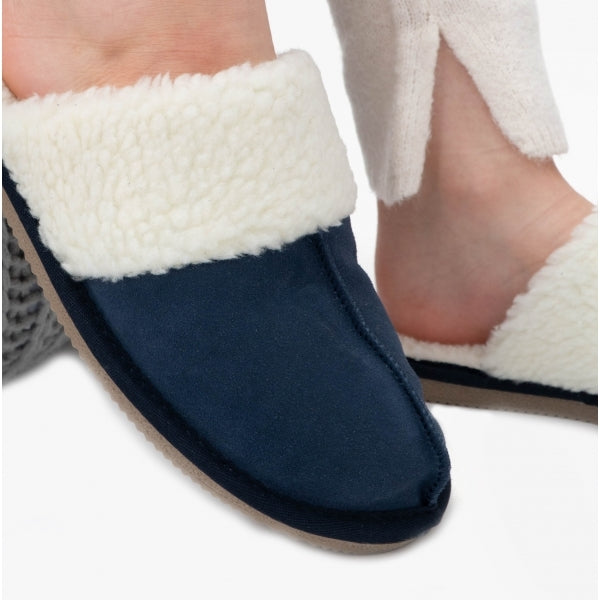 Hush Puppies ARIANNA Womens Suede Mule Slippers Navy
