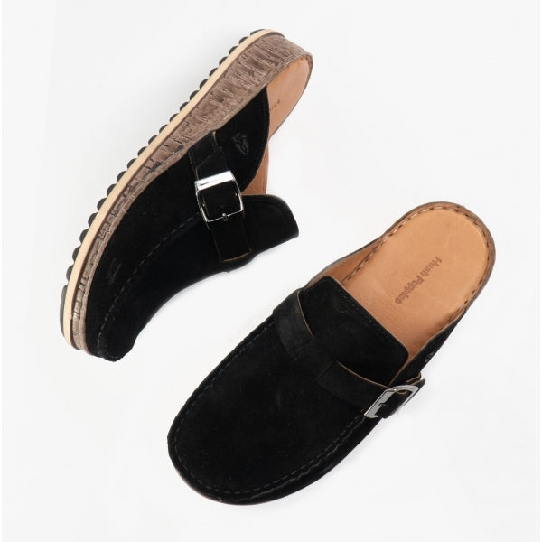 Hush Puppies SORCHA MULE Womens Leather Sandals Black Suede
