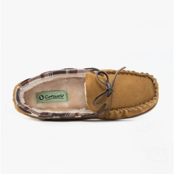 Cotswold KILKENNY Womens Moccasin Slippers Tan