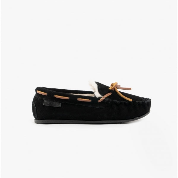 Hush Puppies ADDISON Kids Suede Moccasin Slippers Black