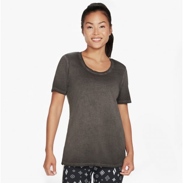 Skechers W1TS330/BLK DIAMOND WASH HATHA SCOOP NECK Womens Tunic Tee Bold Black