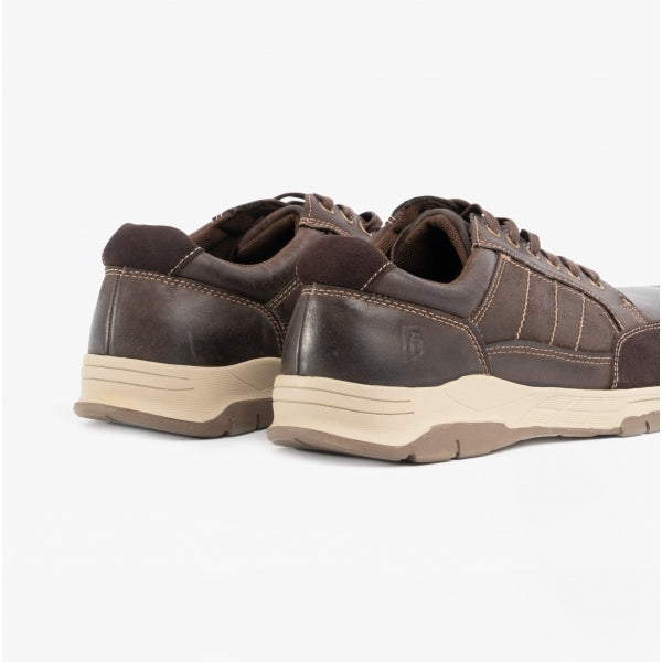 Hush Puppies FINLEY Mens Leather Casual Shoes Brown