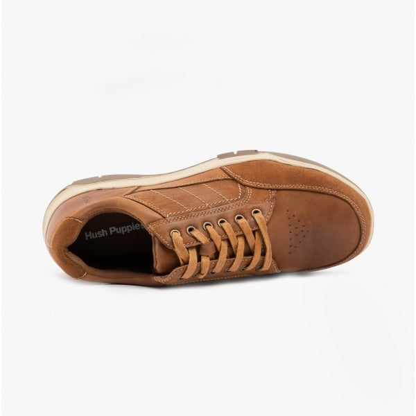 Hush Puppies FINLEY Mens Leather Casual Shoes Tan
