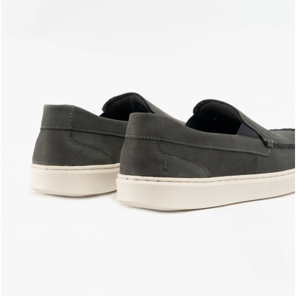 Hush Puppies MOUNT Mens Leather Loafers Grey Nubuck