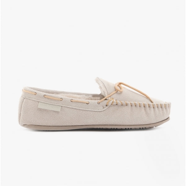 Hush Puppies ALLIE Womens Suede Moccasin Slippers Beige