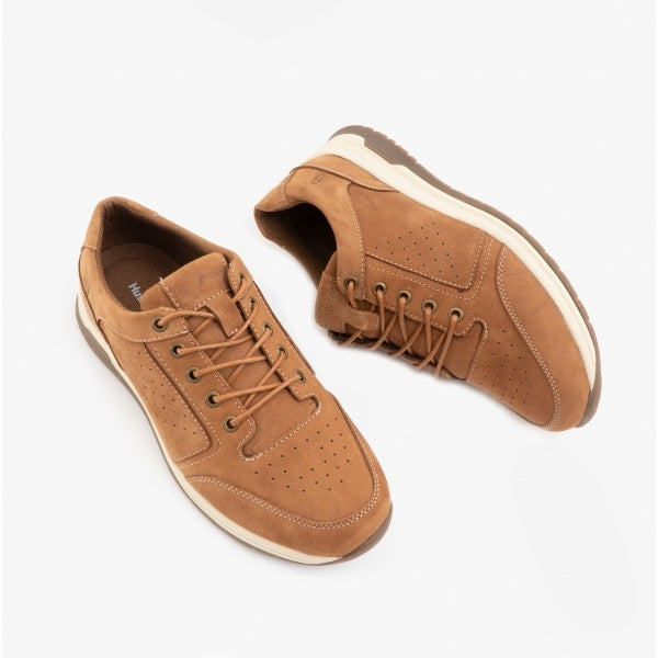Hush Puppies JOSEPH Mens Leather Lace-Up Shoes Tan