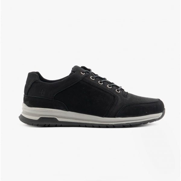 Hush Puppies JOSEPH Mens Leather Lace-Up Trainers Black Nubuck
