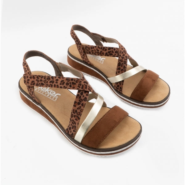 Rieker V3663-24 Womens Sandals Brown Combi