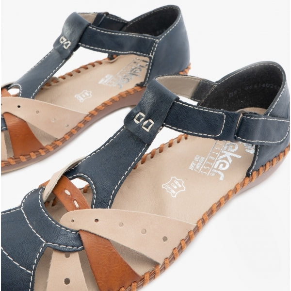 Rieker M1655-14 Womens Sandals Navy/Tan